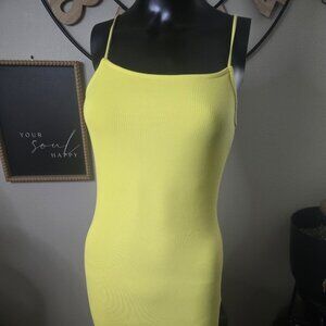🌞 Yellow Ribbed Maxi Dress | Side Slit | Rue21 | Size Small